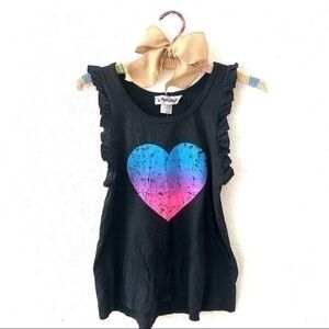 Bottlecaps black tank top with ombré heart design and ruffle shoulders girls